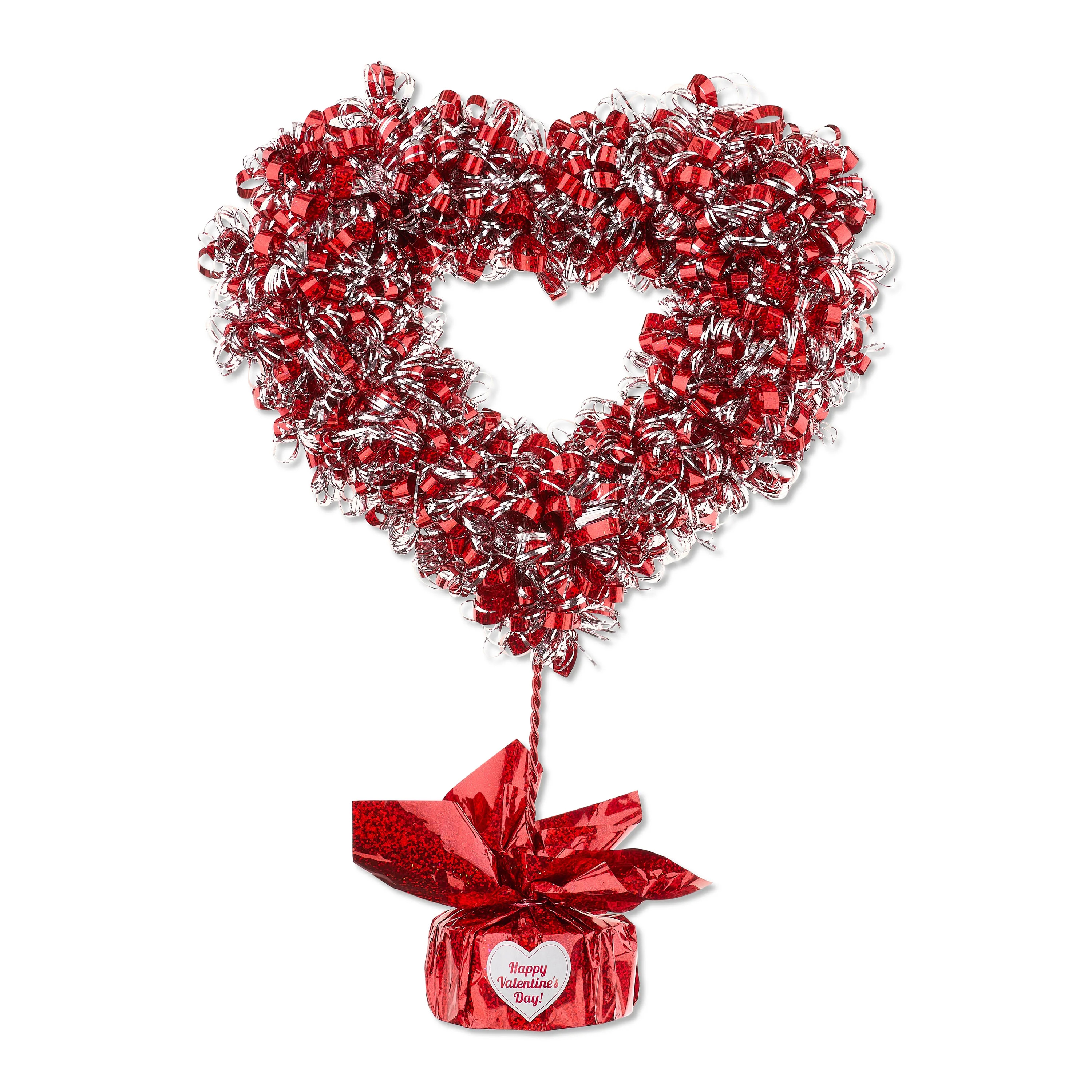 Tinsel Heart Tabletop Decoration, Red and Pink, 16", Valentine's Day by Way To Celebrate | Walmart (US)