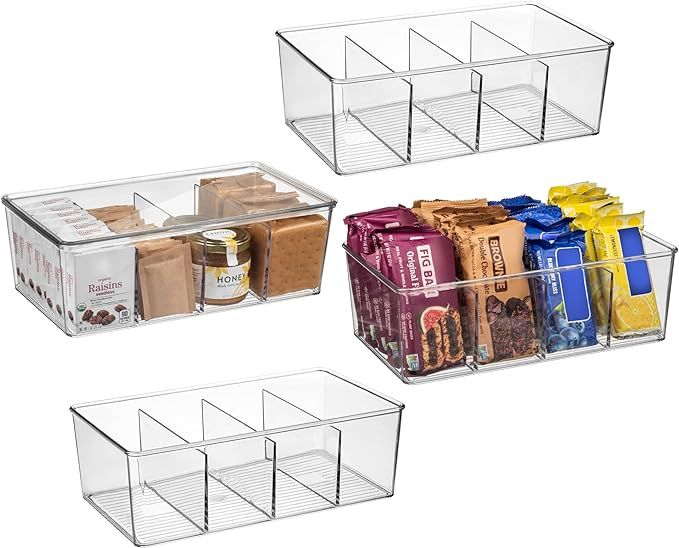ClearSpace Plastic Pantry Organization and Storage Bins with Dividers & Lids – Perfect Kitchen ... | Amazon (US)