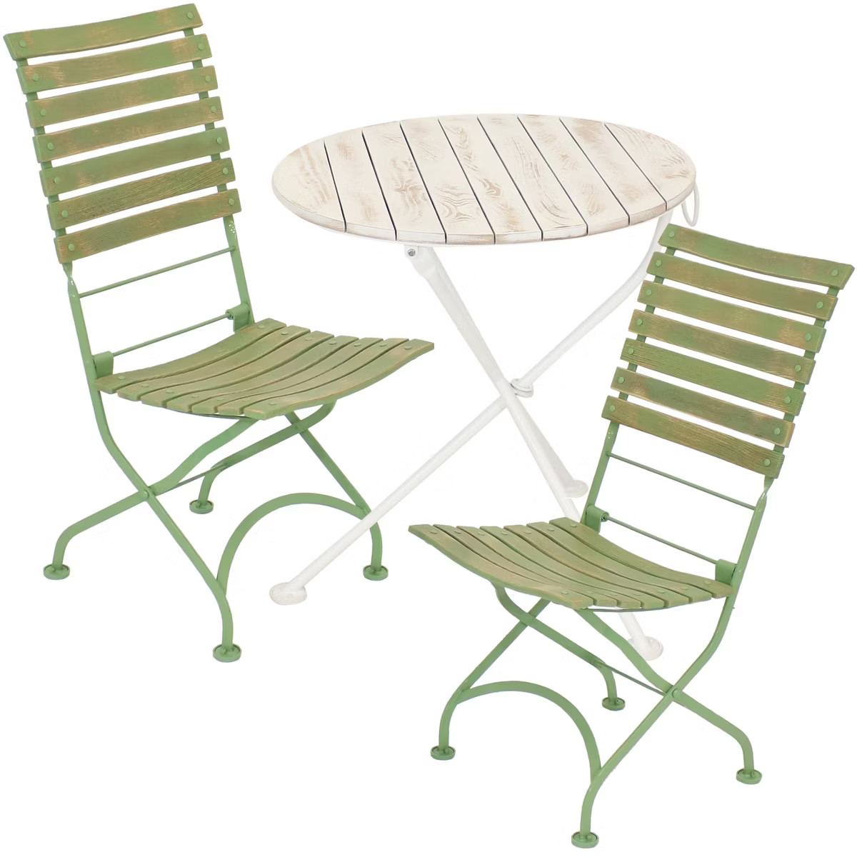 Sunnydaze Indoor/Outdoor Shabby Chic Cafe Chestnut Wood Folding Bistro Table and Chairs - 3pc | Target