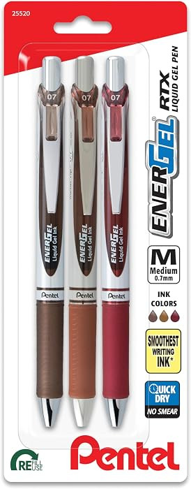 Pentel EnerGel RTX Retractable Liquid Gel Pen, Change Hue, 0.7mm, Sepia, Brown and Burgundy Ink, ... | Amazon (US)