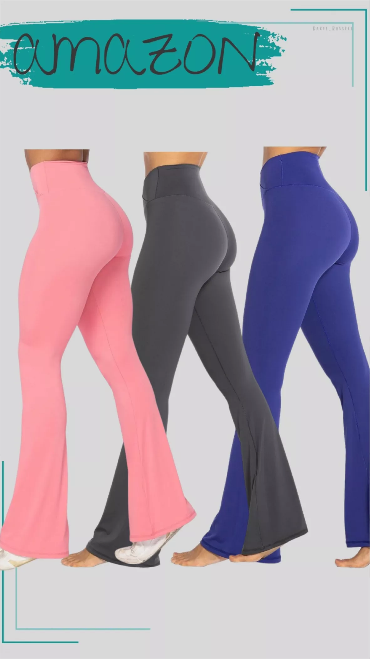 Pink Flare Yoga Pants for Women, V Crossover High Waisted Flare