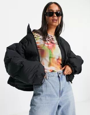 Weekday Promis recycled polyester  short puffer jacket in black | ASOS (Global)