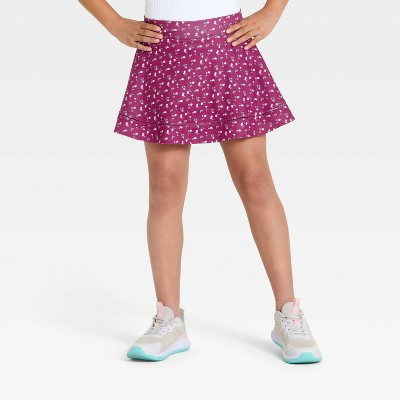 Girls' High-Rise Ladder Trim Knit Active Skort - All In Motion™ Dark Mauve XL | Target