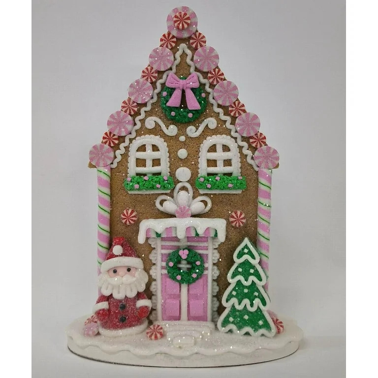 9 in Glazed Clay Santa Christmas Village House Christmas Decoration, Multi-Color, by Holiday Time | Walmart (US)
