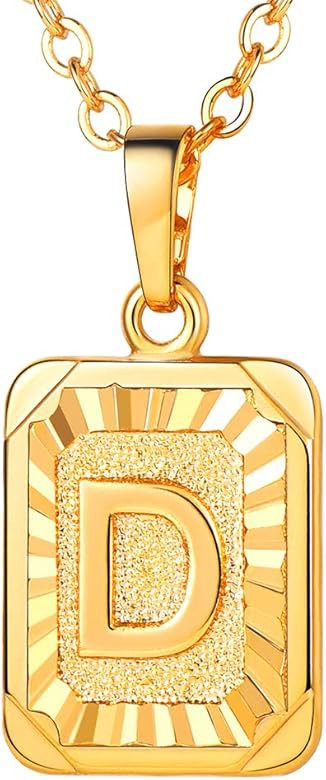 Monogram Necklace A-Z 26 Letters Pendants 18K Gold/Platinum Plated Square Tiny Initial Necklaces ... | Amazon (US)