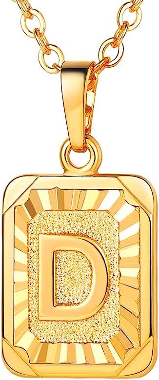 Monogram Necklace A-Z 26 Letters Pendants 18K Gold/Platinum Plated Square Tiny Initial Necklaces ... | Amazon (US)