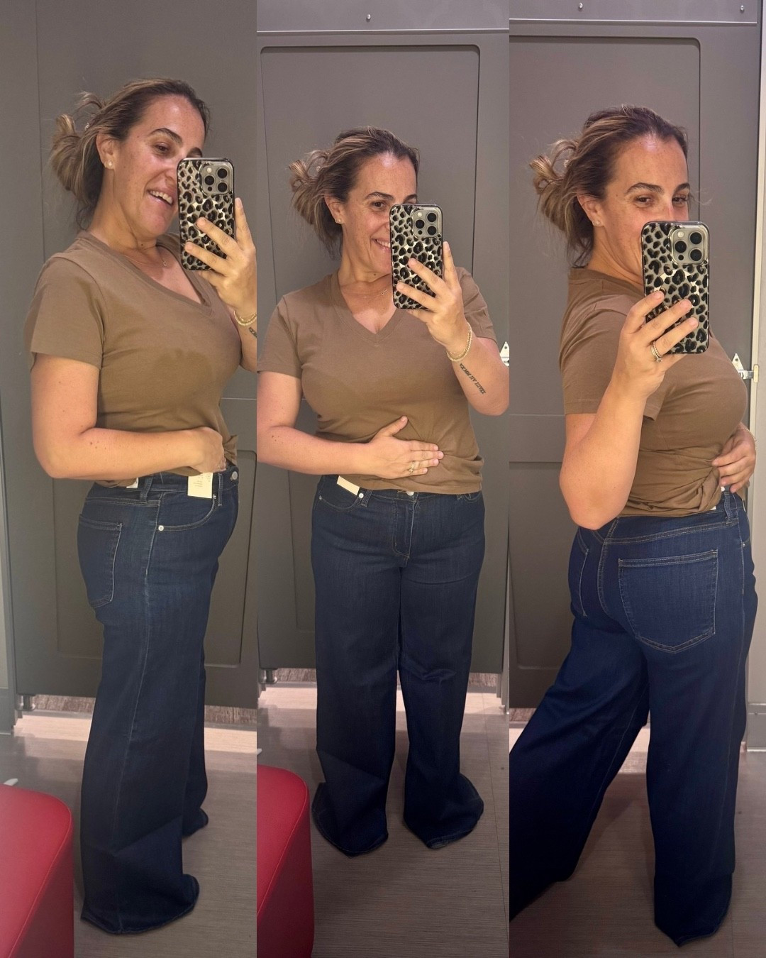 Target wide leg jeans! These have a good amount of stretch. I’d size down if in between. I’m in a 10 but would have preferred an 8. 
Tshirt is a medium, tts. 

#LTKOver40 #LTKFindsUnder50 #LTKStyleTip