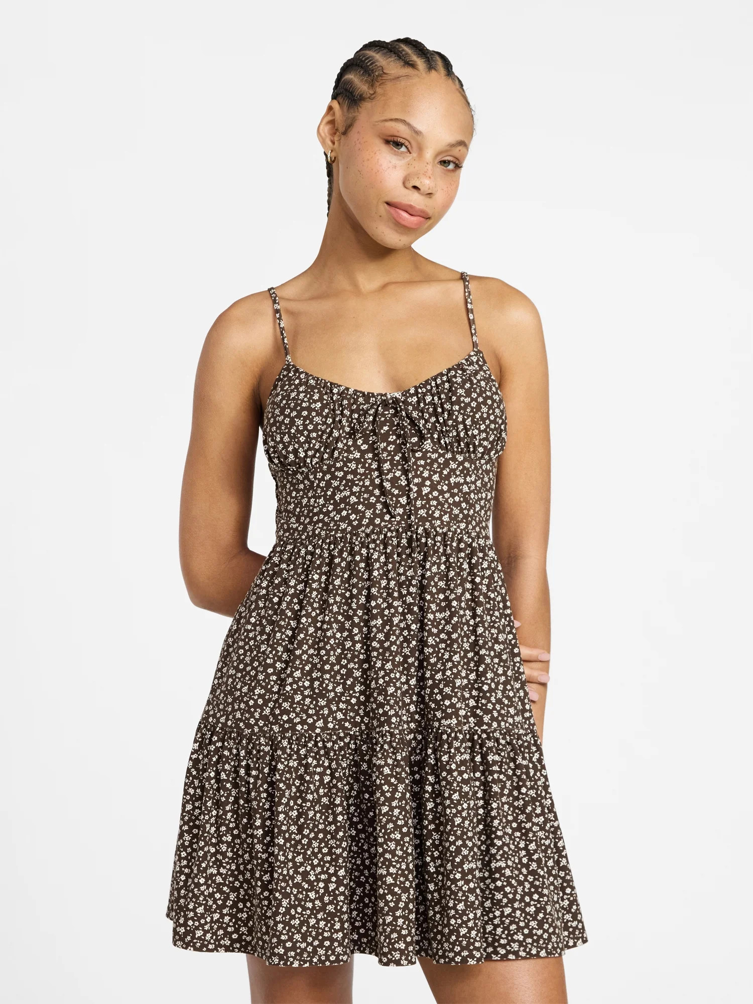 No Boundaries Tiered Mini Dress, Women's & Women's Plus XXS-4X | Walmart (US)