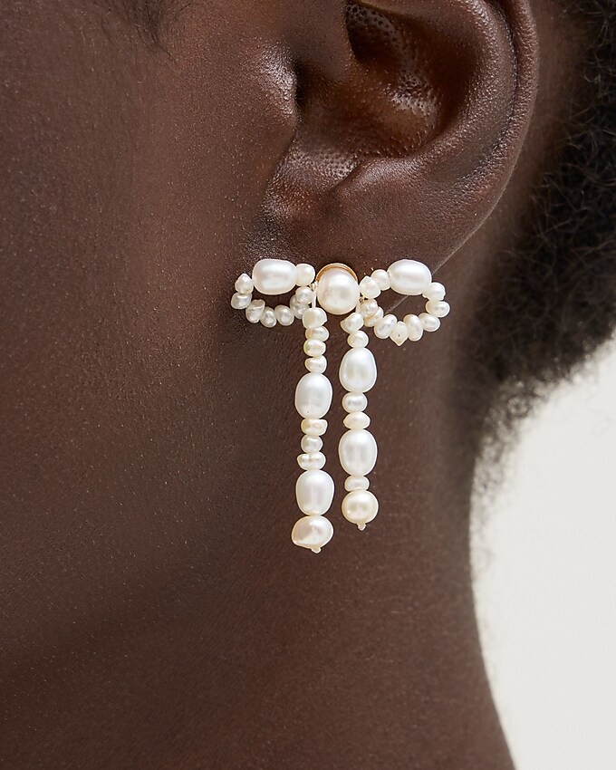 Freshwater pearl bow earrings | J. Crew US