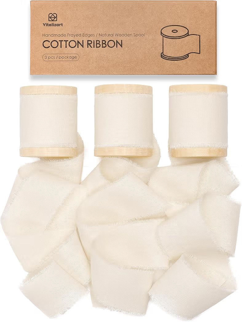 Vitalizart Ribbon Cream White Natural Cotton Handmade Fringe Ribbon 1 1/2" x 15Yd Eco-Friendly Ri... | Amazon (CA)