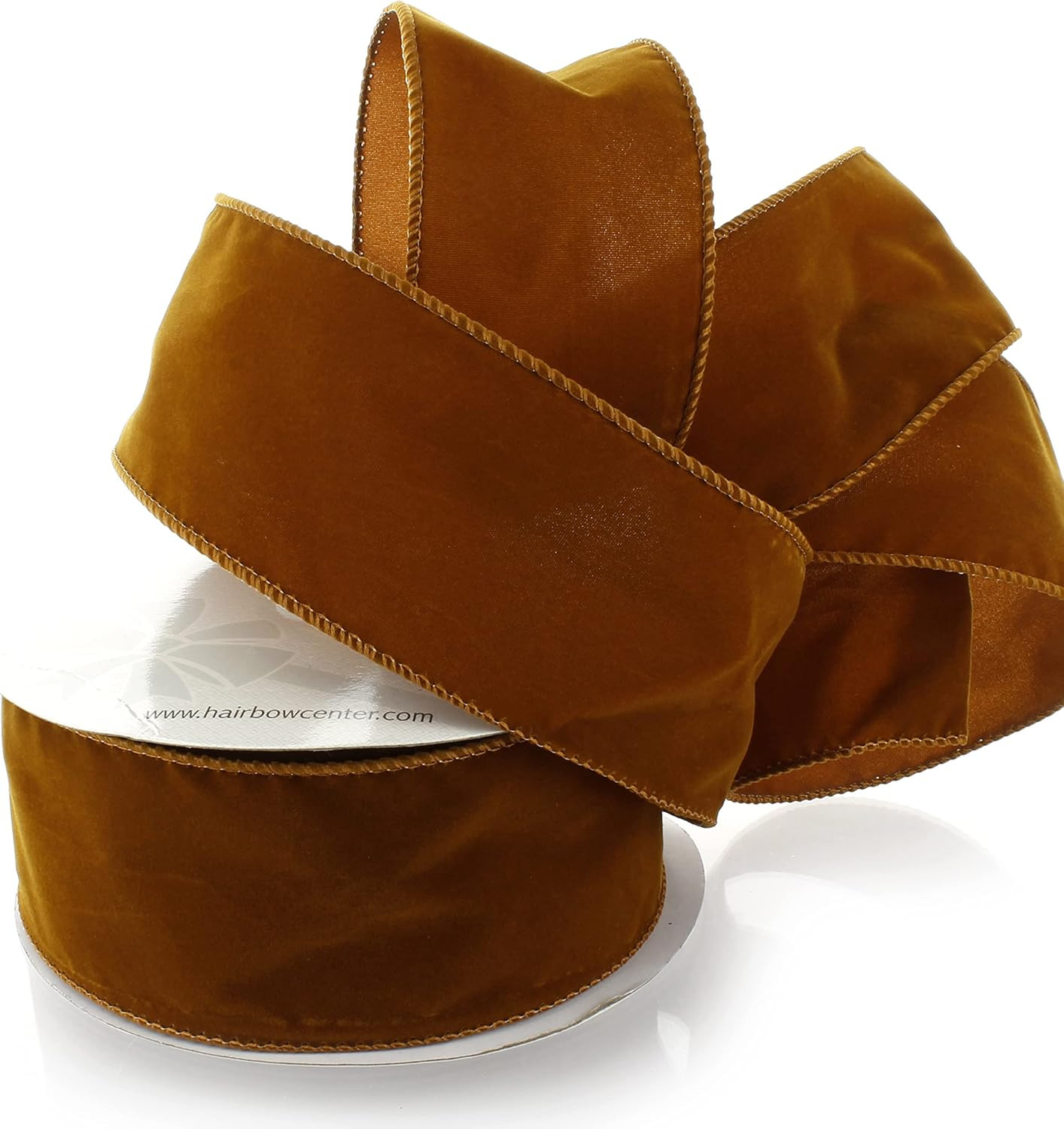 Ribbon Traditions 2.5" Wired Suede Velvet Ribbon Old Gold - 10 Yards | Amazon (US)