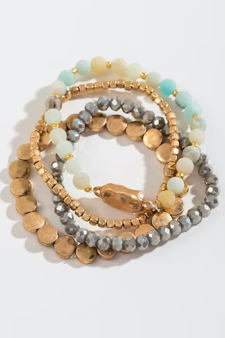 Women's Josephine Beaded Stretch Bracelet Set in Mint by Francesca's - Size: One Size | Francesca's