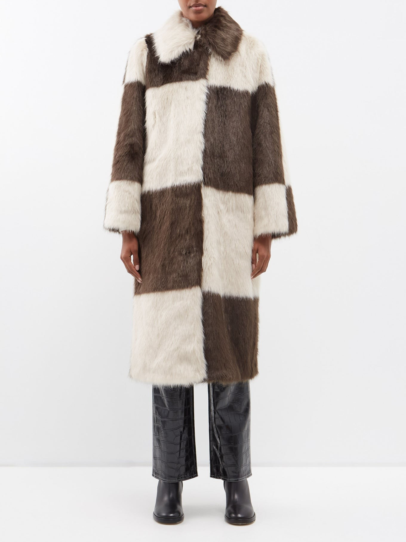 Nino checked faux-shearling coat | Stand Studio | Matches (US)