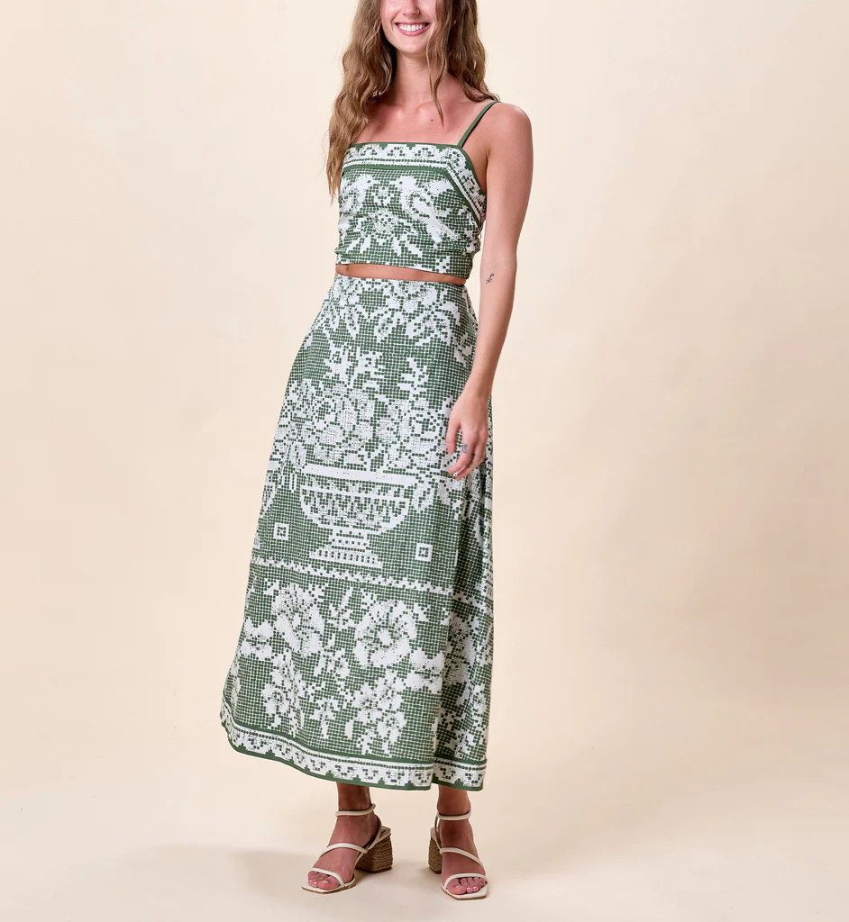 Jasmine Ankle Skirt | Verdant Flight | Cleobella