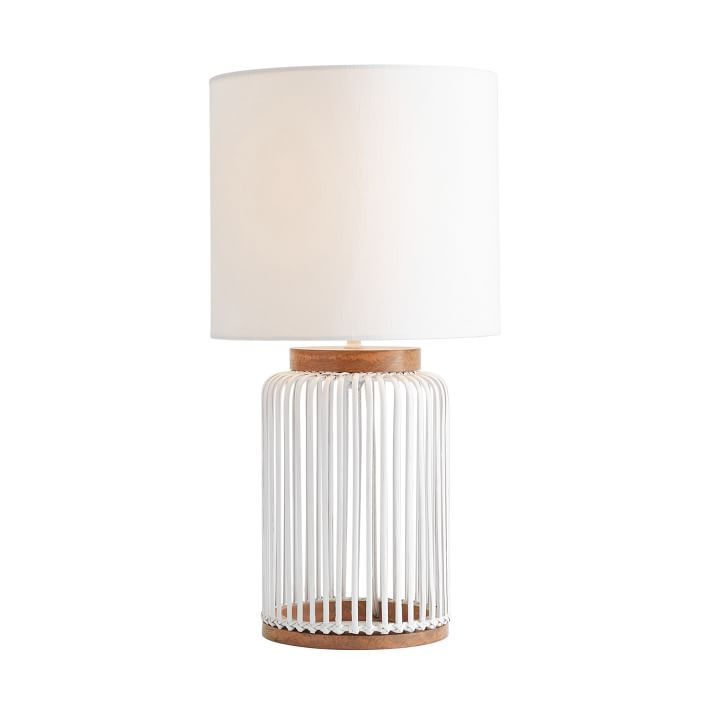 White Rattan Table Lamp | Pottery Barn Teen