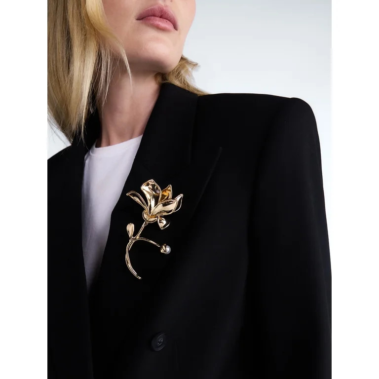 Scoop Women's Gold Tone Floral Brooch | Walmart (US)