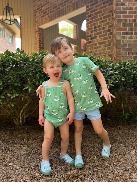 Green golf bubble and tee, blue short toddler shorts and blue and green natives. Perfect for the Masters and some Georgia boys!

#LTKkids #LTKbaby