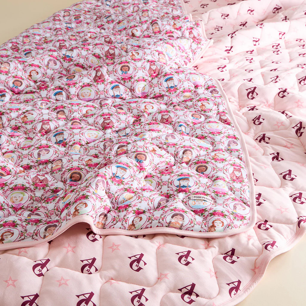 Pink Reversible Baby Blanket | American Girl® American Girls & American Girl® Logo | Posh Peanut
