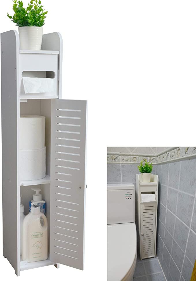 AOJEZOR Small Bathroom Storage Corner Floor Cabinet with Doors and Shelves,Thin Toilet Vanity Cab... | Amazon (US)