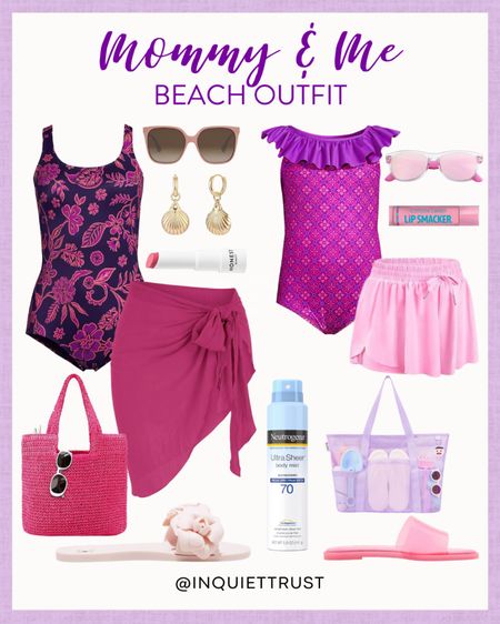 Enjoy some beach time for you and your little one while wearing this matching cute purple one-piece swimsuit, cover-ups, tote bags, and more! #mommyandme #kidsclothes #resortwear #springfashion

#LTKSeasonal #LTKswim #LTKkids