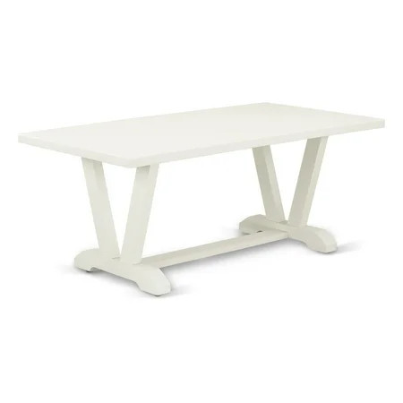 East West Furniture V027VE215-6 6 Piece Mid Century Dining Set - 4 Baby Blue Linen Fabric Dining Cha | Walmart (US)