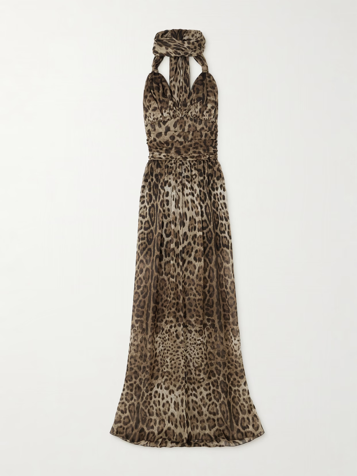 Dolce & Gabbana - Scarf-detailed Smocked Leopard-print Silk-chiffon Gown - Leopard print | NET-A-PORTER (UK & EU)