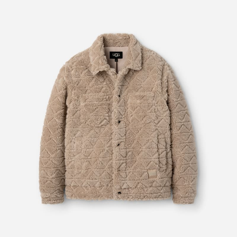 UGG® Men's Janson UGG®fluff Jacket Novelty Fleece/Recycled Materials in Putty UGG®braid, Size L | UGG (US)