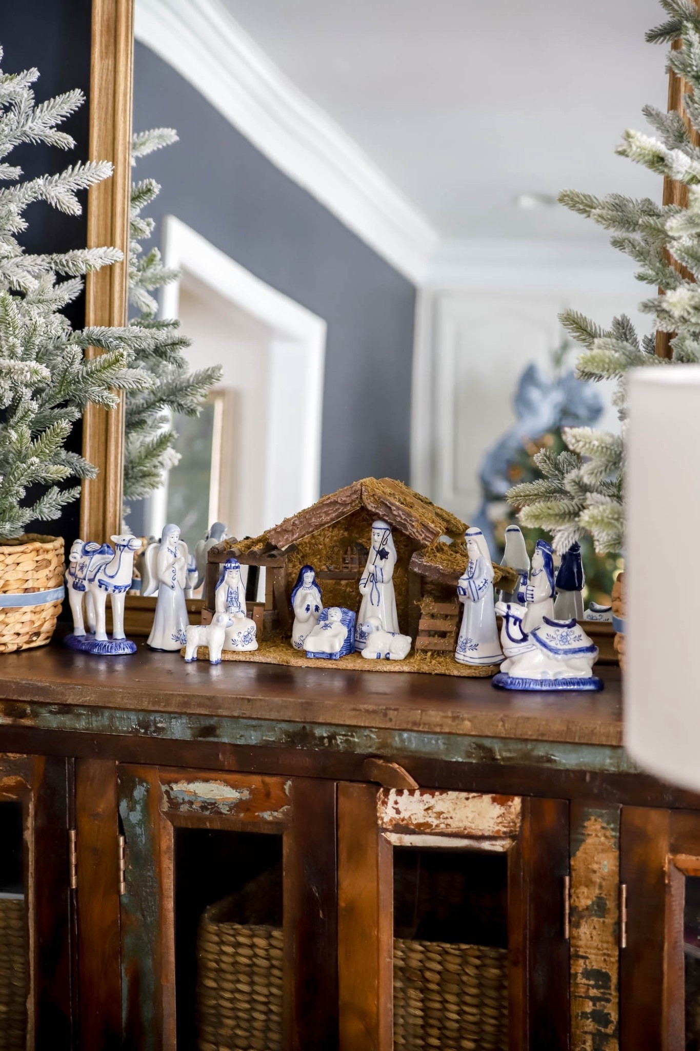 Last year I bought the sweetest blue and white nativity. I’m so excited to pull it out again this year and display it in my home. It’s heirloom quality and so gorgeous!! 