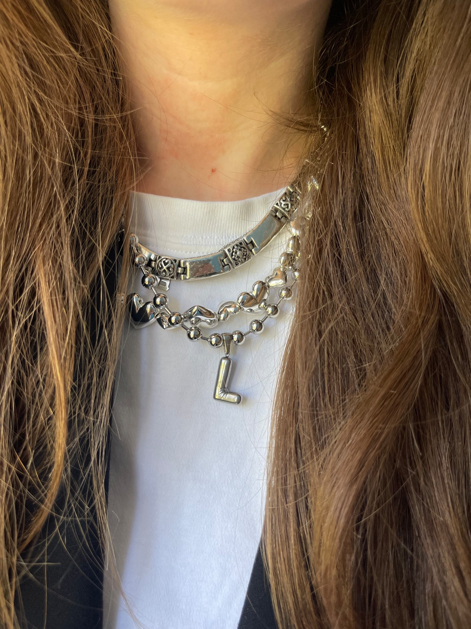 chunky silver jewelry necklaces silver layering stacked necklaces with initial necklace

#LTKStyleTip