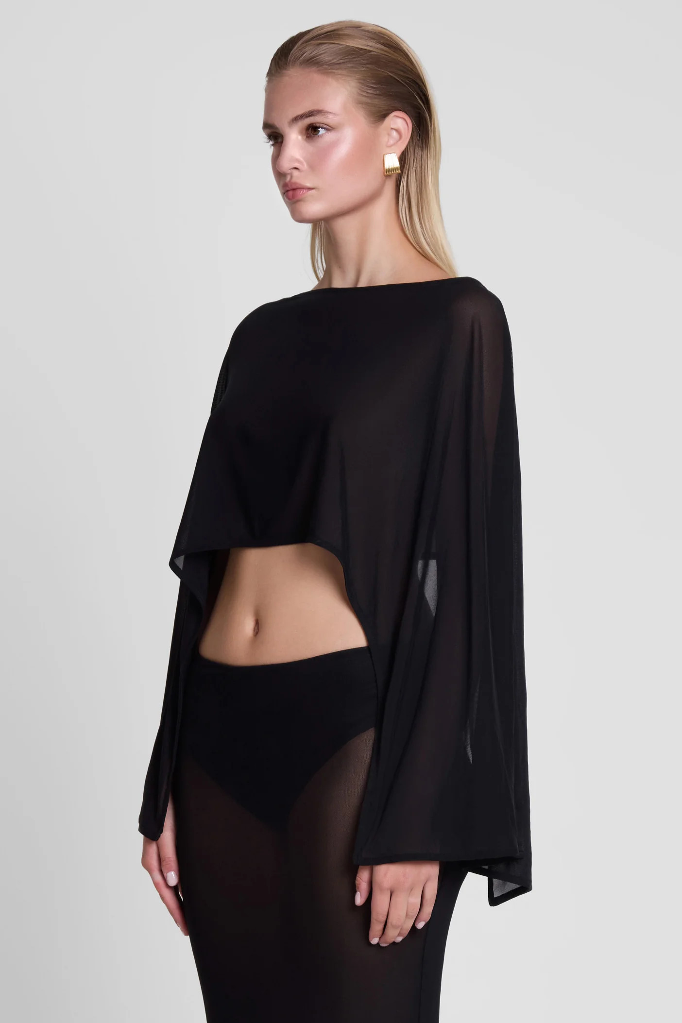 Imogen Sheer Mesh Cape - Black | LEAU (US)