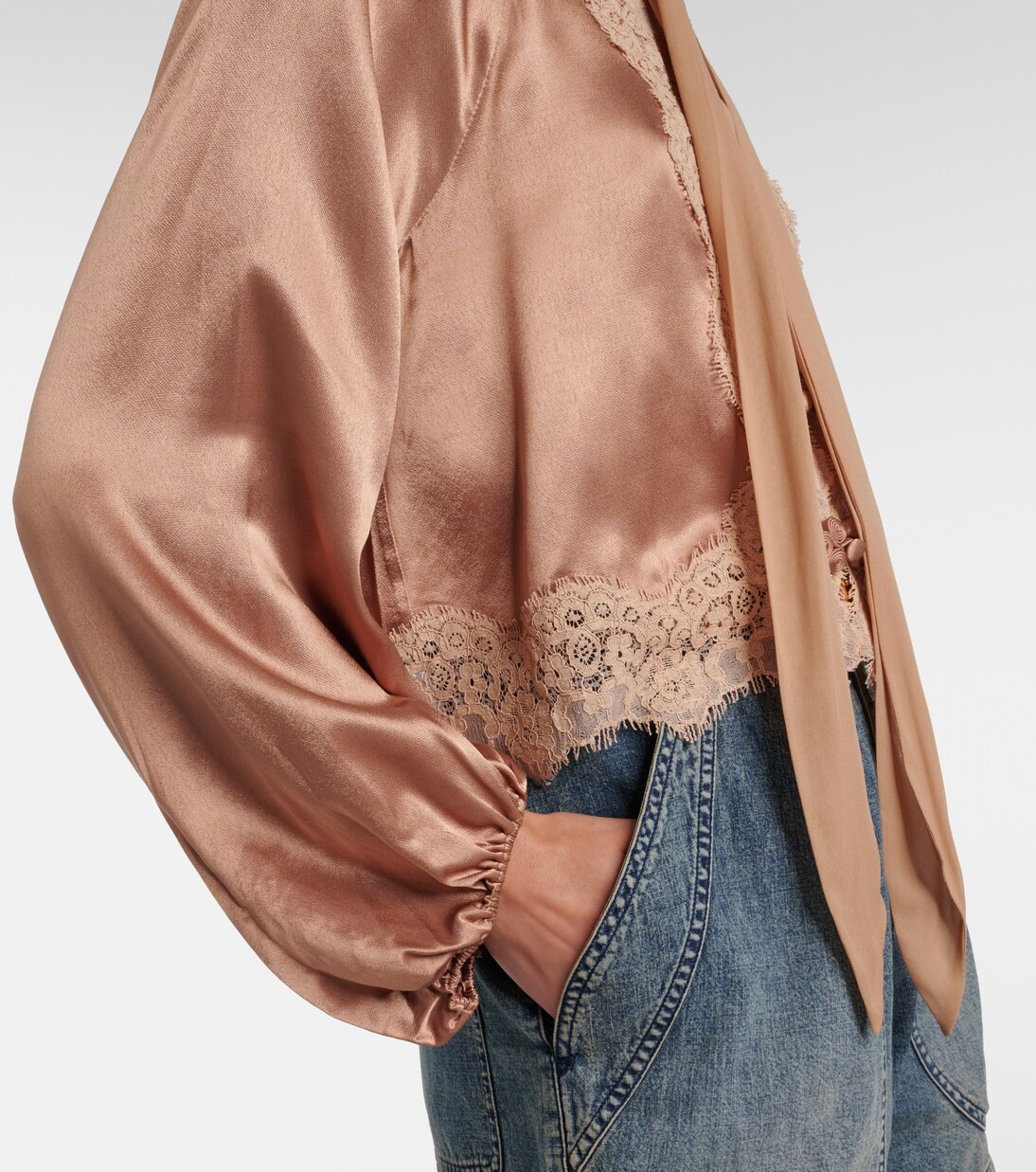 Nalani lace-trimmed satin blouse | Mytheresa (US/CA)