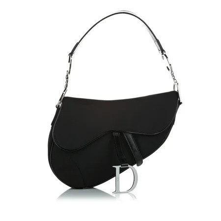 Pre-Owned Dior Saddle Bag Canvas Fabric Black | Walmart (US)