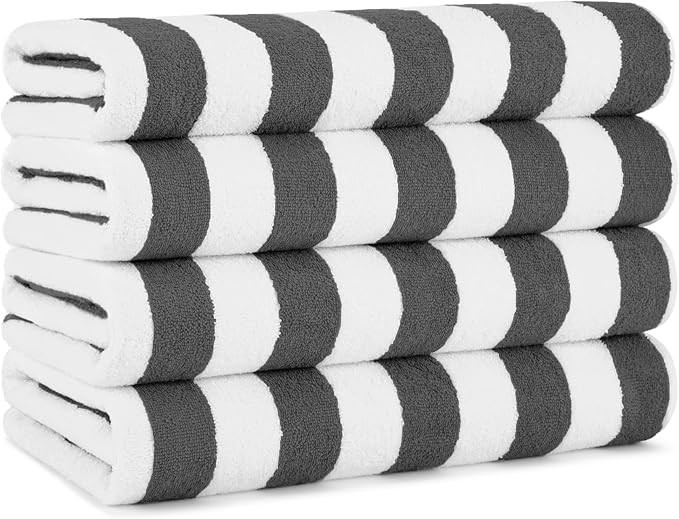 Arkwright California Cabana Stripe Beach Towel - Pack of 4, Large Soft Quick Dry Cotton Terry Tow... | Amazon (US)
