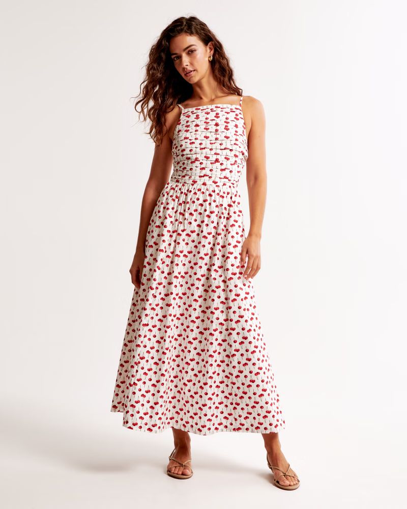 The A&F Emerson Apron Midi Dress | White Midi Dress | Abercrombie Dress | Abercrombie & Fitch (US)