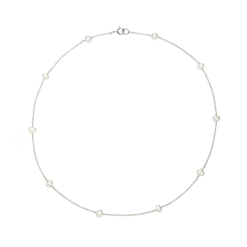 Solid White Gold Ten Pearl Choker | Lily & Roo
