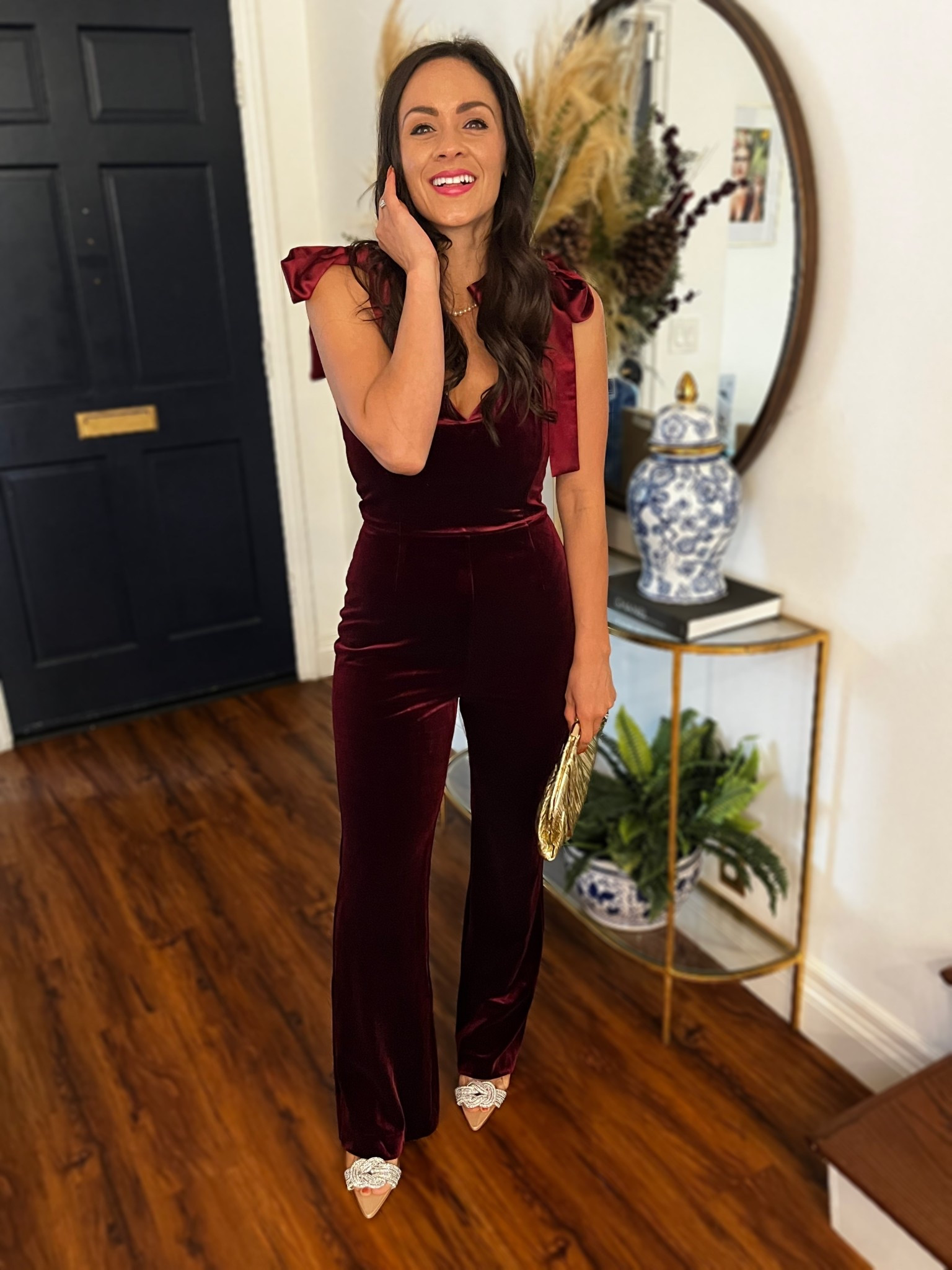 Another holiday look I’m loving again this year! The Logan Velvet Shoulder Tie Jumpsuit is perfect for the holiday season and such a timeless piece to keep in your closet for years to come. It also comes in a few other beautiful colors. Use promo code NICOLESUITE30 for 30% off your order! 

#LTKParties #LTKHoliday #LTKPetite