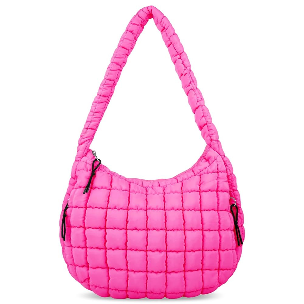 Quilted Puffer Tote Bag for Women - Large Crossbody Bag, Lightweight Nylon Puffy Carryall Hobo Pu... | Amazon (US)