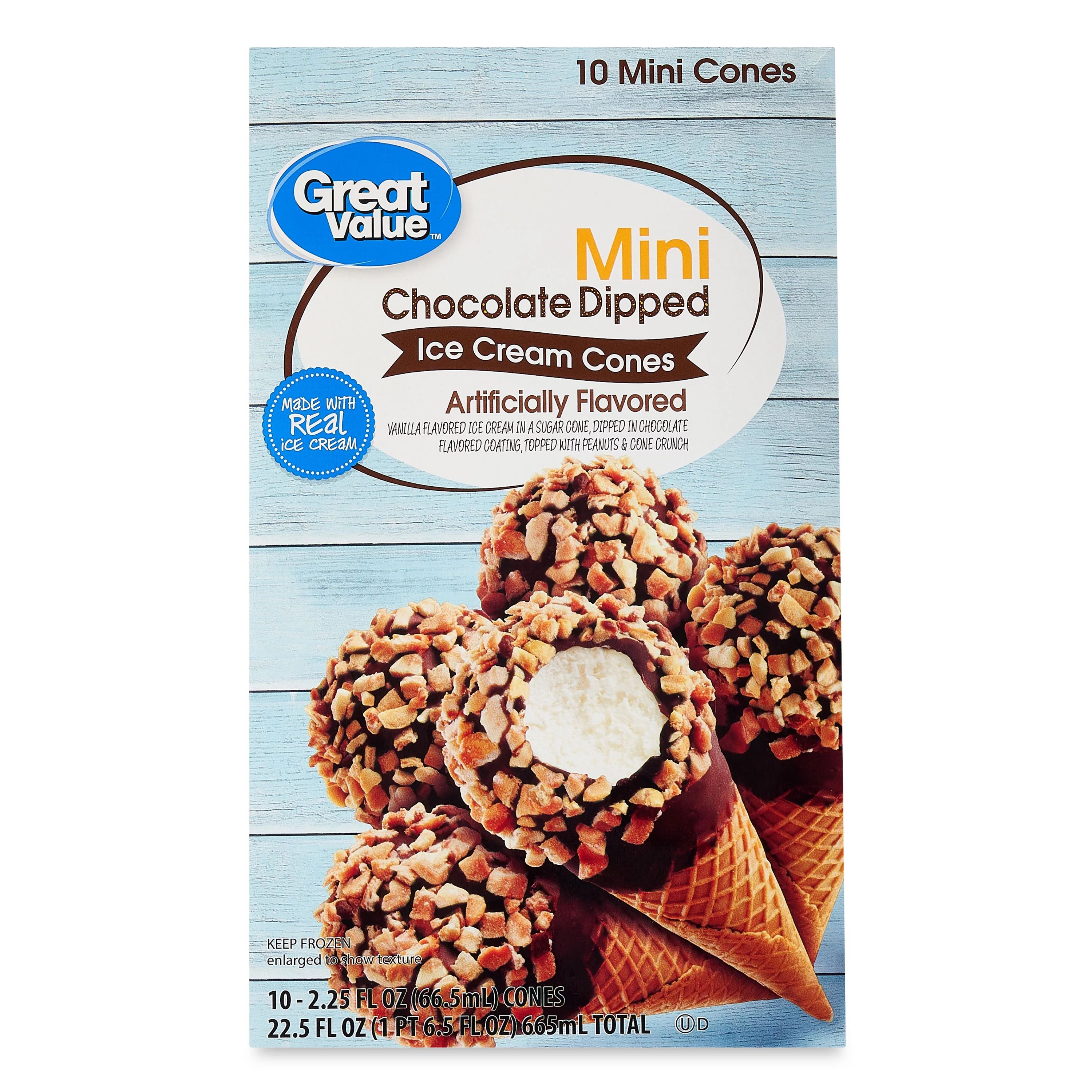 Great Value Mini Chocolate Dipped Ice Cream Cones, 22.5 oz, 10 Pack | Walmart (US)