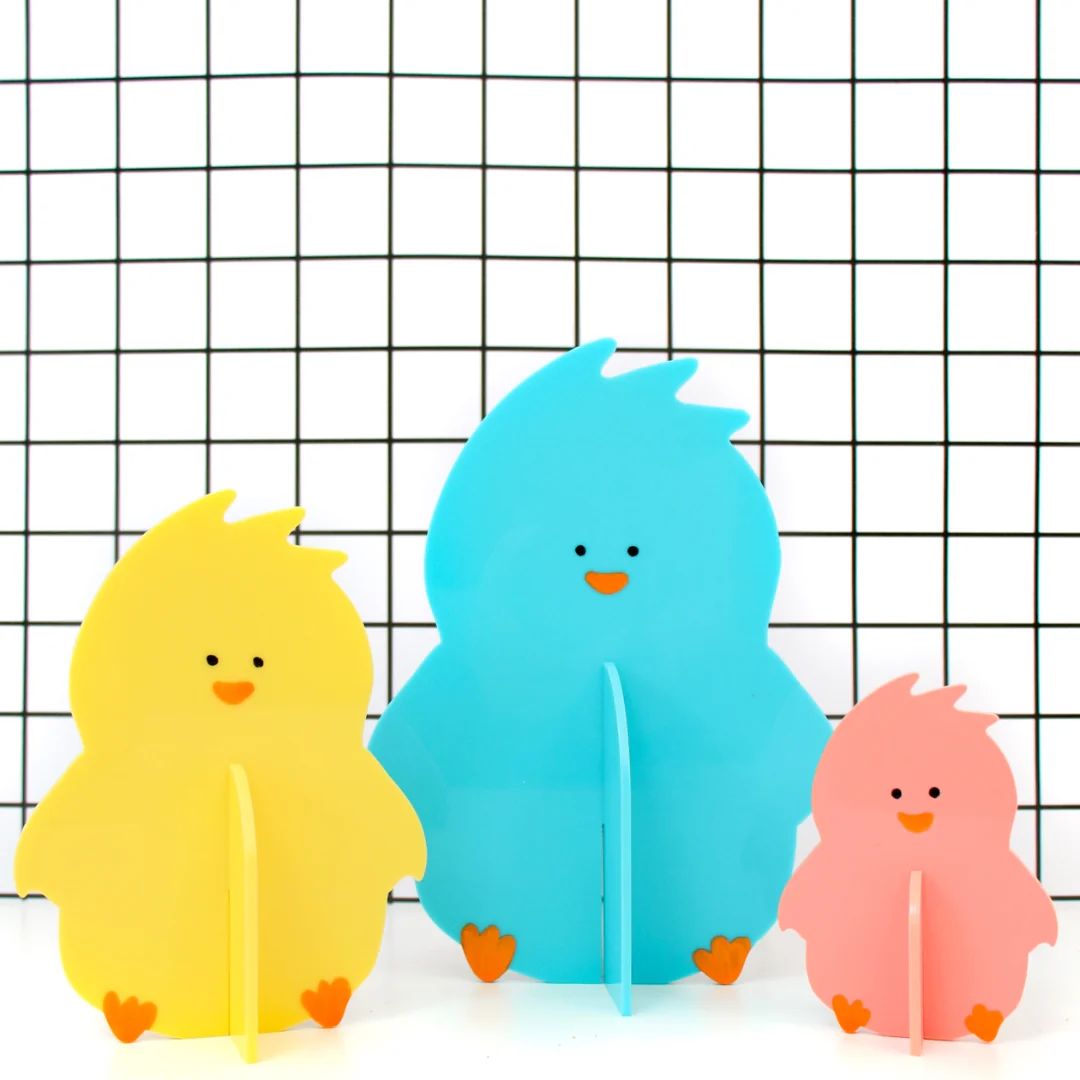 Turquoise, Coral, and Yellow Acrylic Easter Chicks | Ellie and Piper