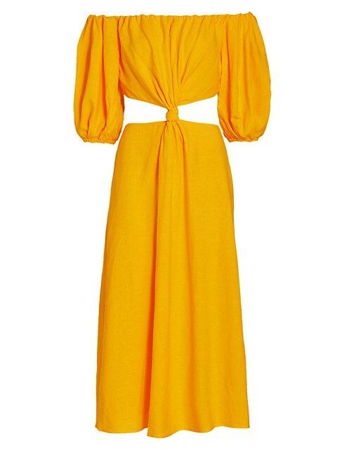 Off-The-Shoulder Cut-Out Knot Midi Dress | Saks Fifth Avenue