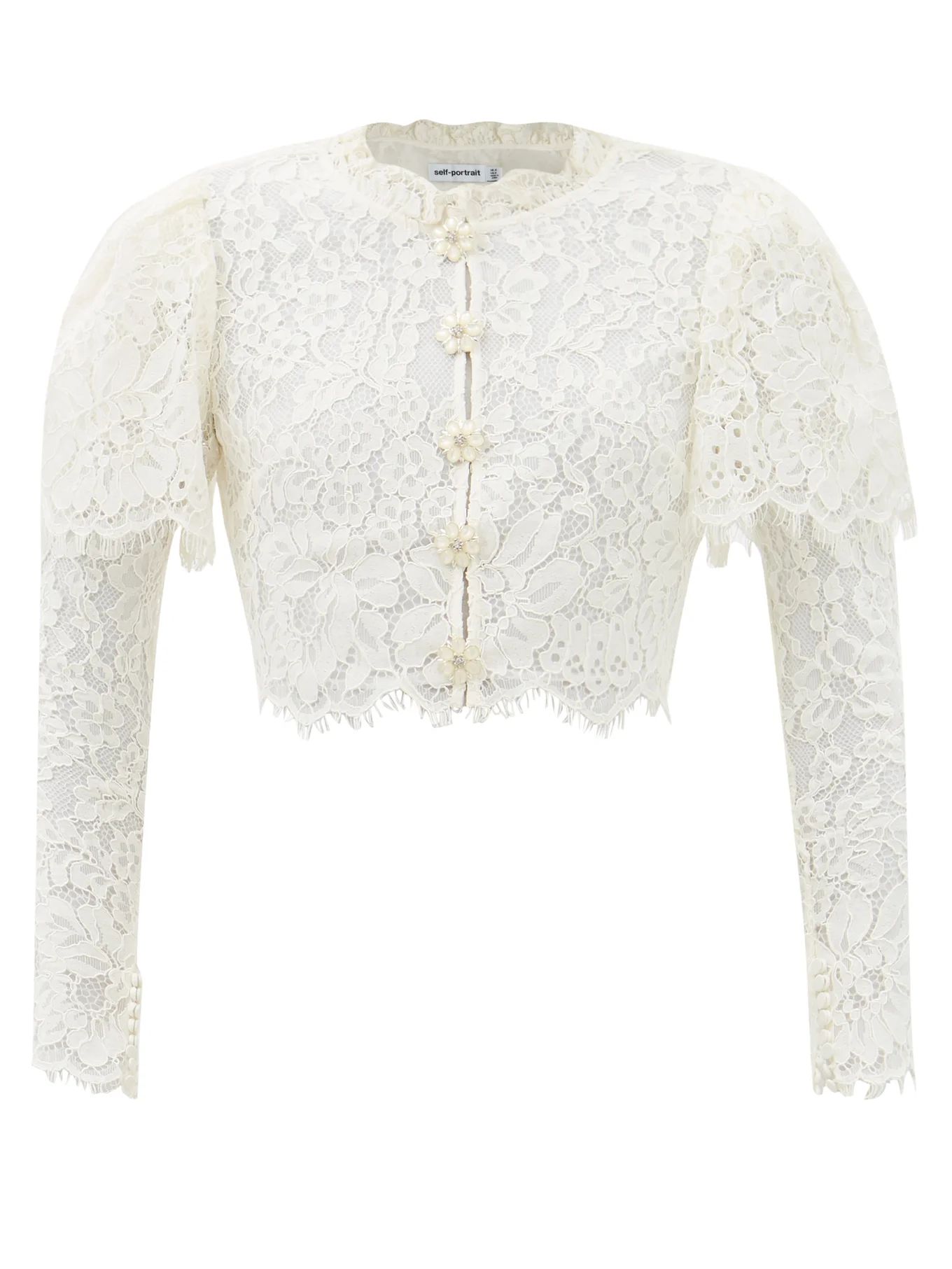 Cape-sleeve guipure-lace cotton-blend top | Matches (US)