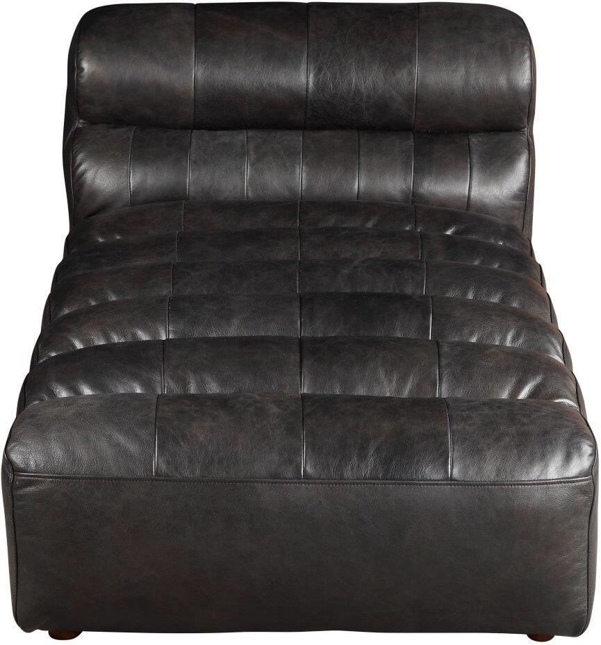 Ramsay Antique Black Leather Chaise | 1stopbedrooms