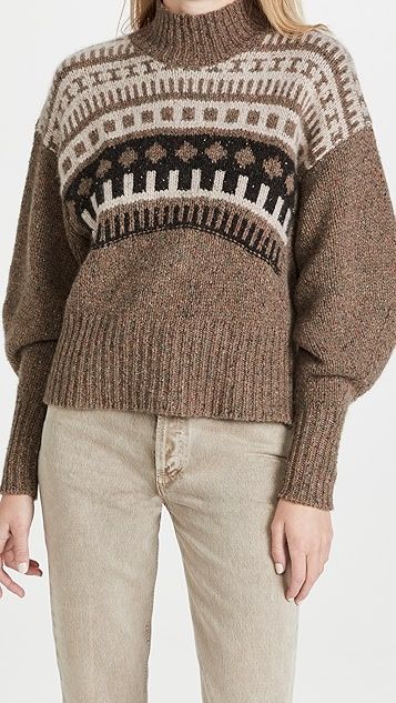 Fair Isle Yoke Mock Cashmere Sweater | Shopbop