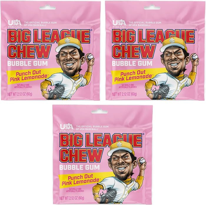 Big League Chew Pink Lemonade Bubble Gum 3-Pack - 2.12oz Packets - Pink Lemonade Baseball Gum - B... | Amazon (US)