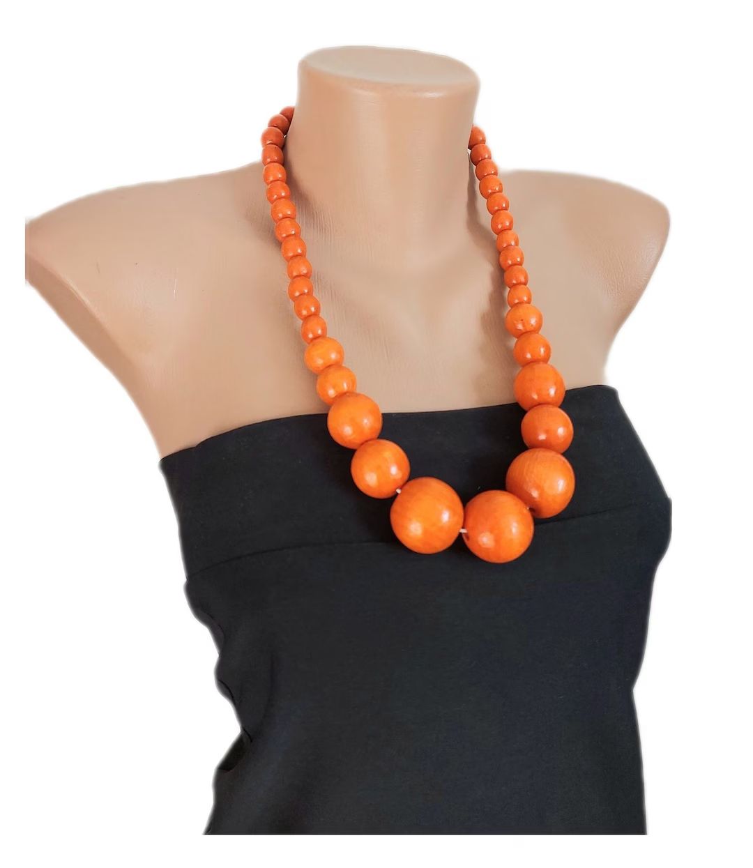Hot orange Big bold  necklace,Wooden necklace,large beads necklace,Orange Chunky wood beads neckl... | Etsy (AU)