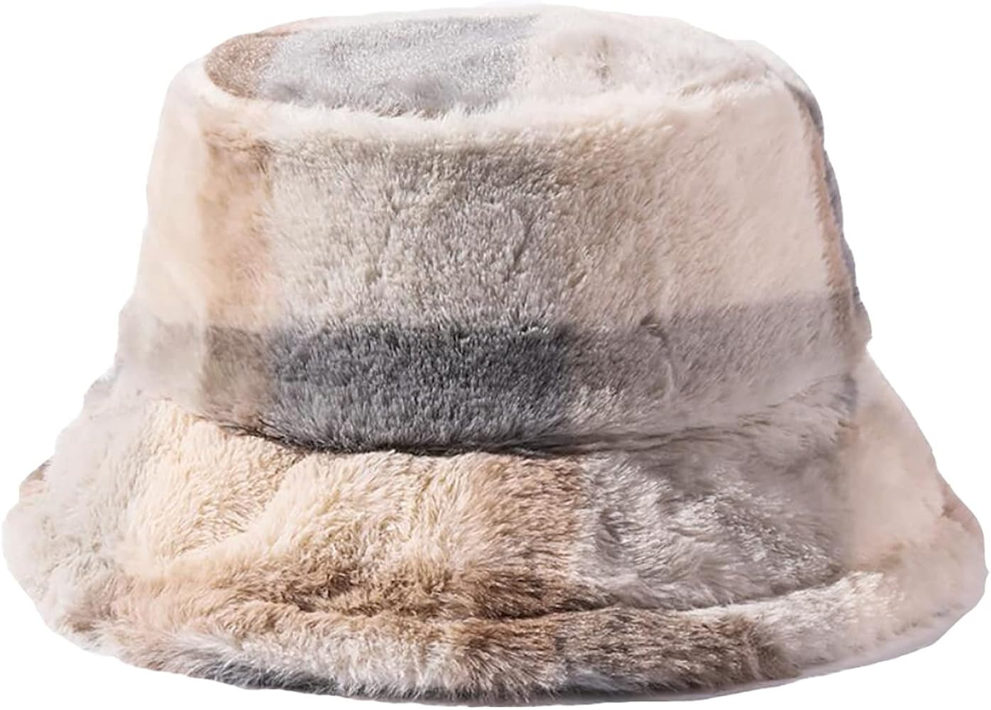 Womens Plush Bucket Hat Plaid Fluffy Warm Hat for Autumn Winter Travel Packable Bucket Hats Blue | Amazon (US)