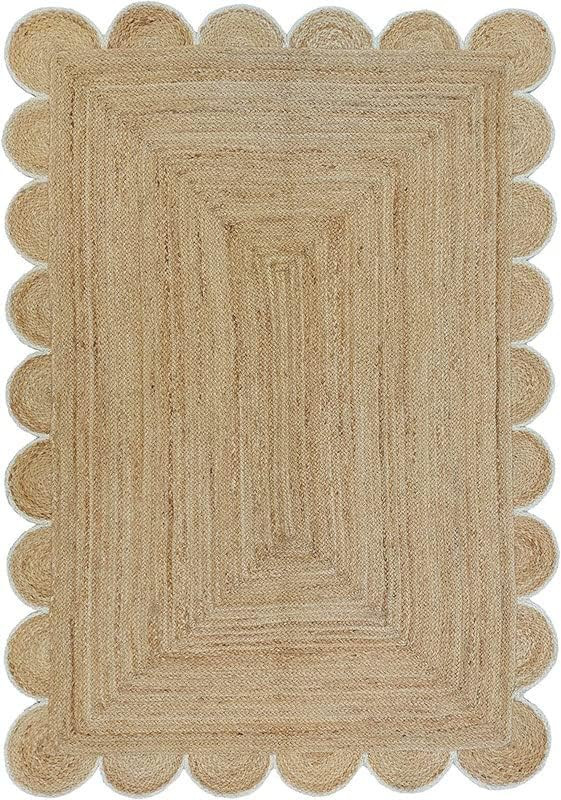 The Weaver House Natural Jute Scalloped Rug Bohemian Rug Decor Rug Handwoven Rug Custom Rug Decor... | Amazon (US)