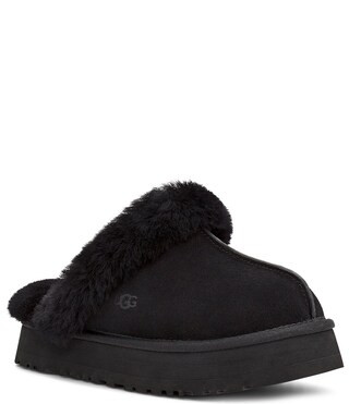 Disquette Suede Fur Platform Slippers | Dillard's