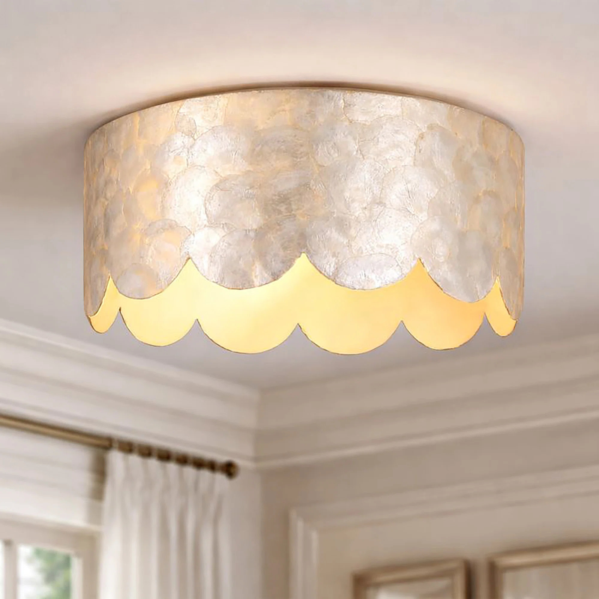 15" 3-Light Scalloped Capiz Shell Drum Flush Mount | Wayfair | Wayfair North America