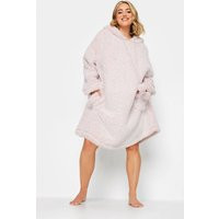 Yours Curve Light Pink Teddy Drawstring Snuggle Hoodie | Yours Clothing IE
